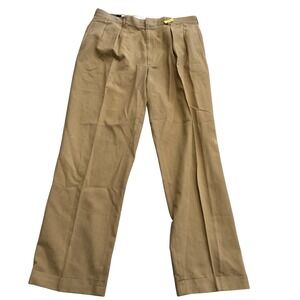 Polo Ralph Lauren Mens Khaki Pleated Cotton Twill Dress Pants 38x32